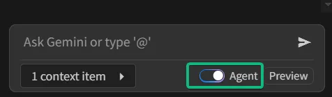 Agentモードのチャットインターフェース